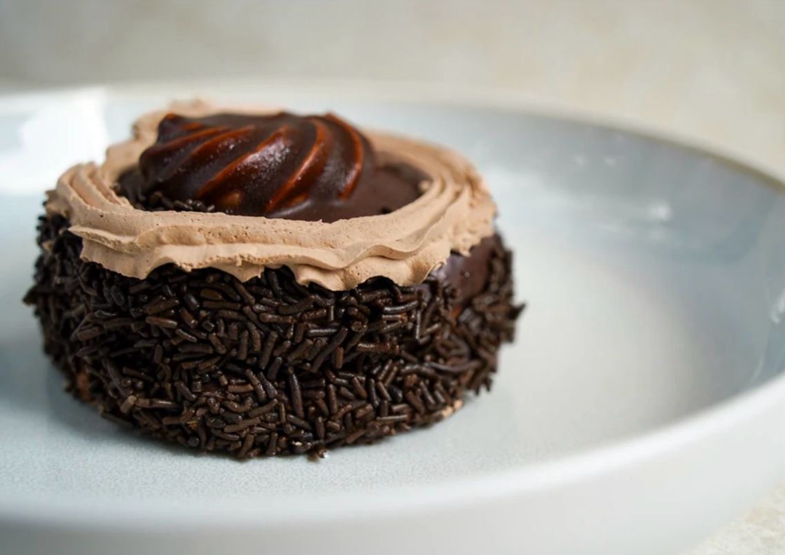 Chocolate kok rolled in chocolate sprinkles