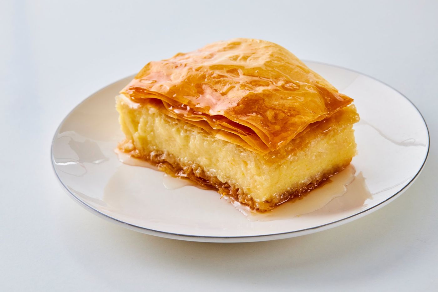 Galaktoboureko soaked in syrup